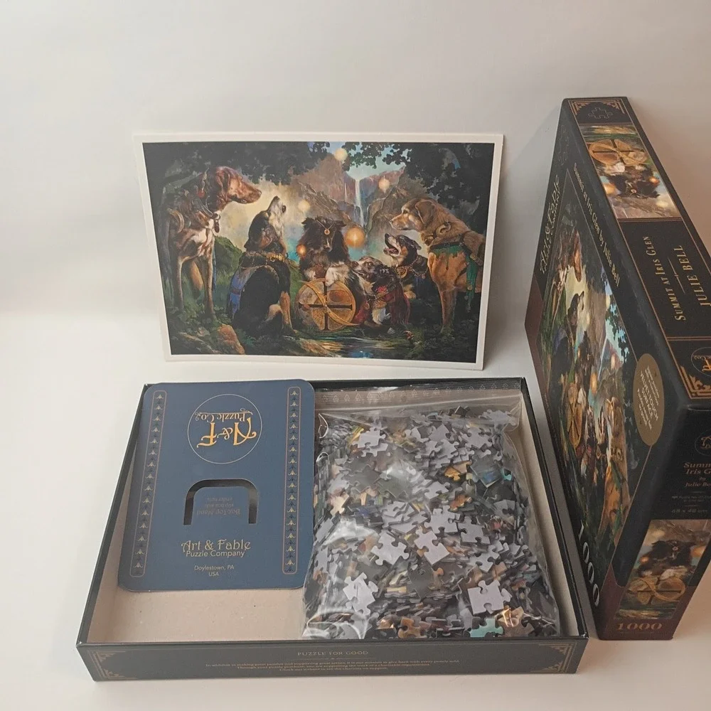 ART & FABLE PUZZLE CO. 1000 pc Summit At Iris Glen Julie Bell Puzzle with Print